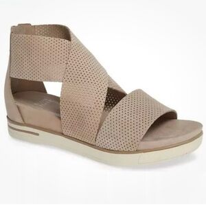Eileen Fisher Women's Sport Perforated Nubuck Leather Platform Sandals | Barley